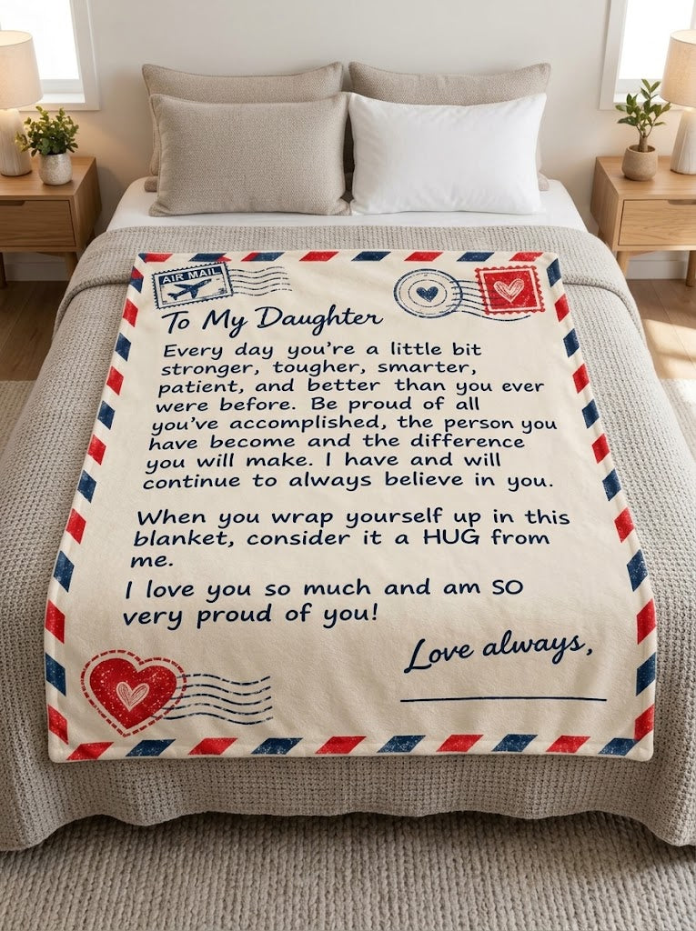To My Daughter Inspirational Plush Fleece Blanket – Encouragement Gift from Mom