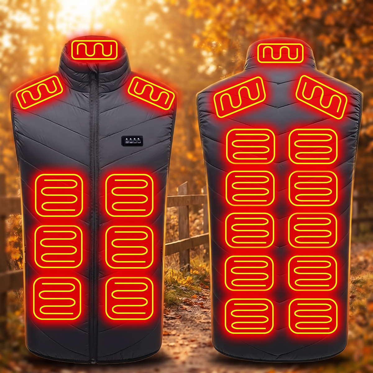 21-Zone Heated Vest – USB-Powered Graphene Heating Jacket for Winter Outdoor Activities