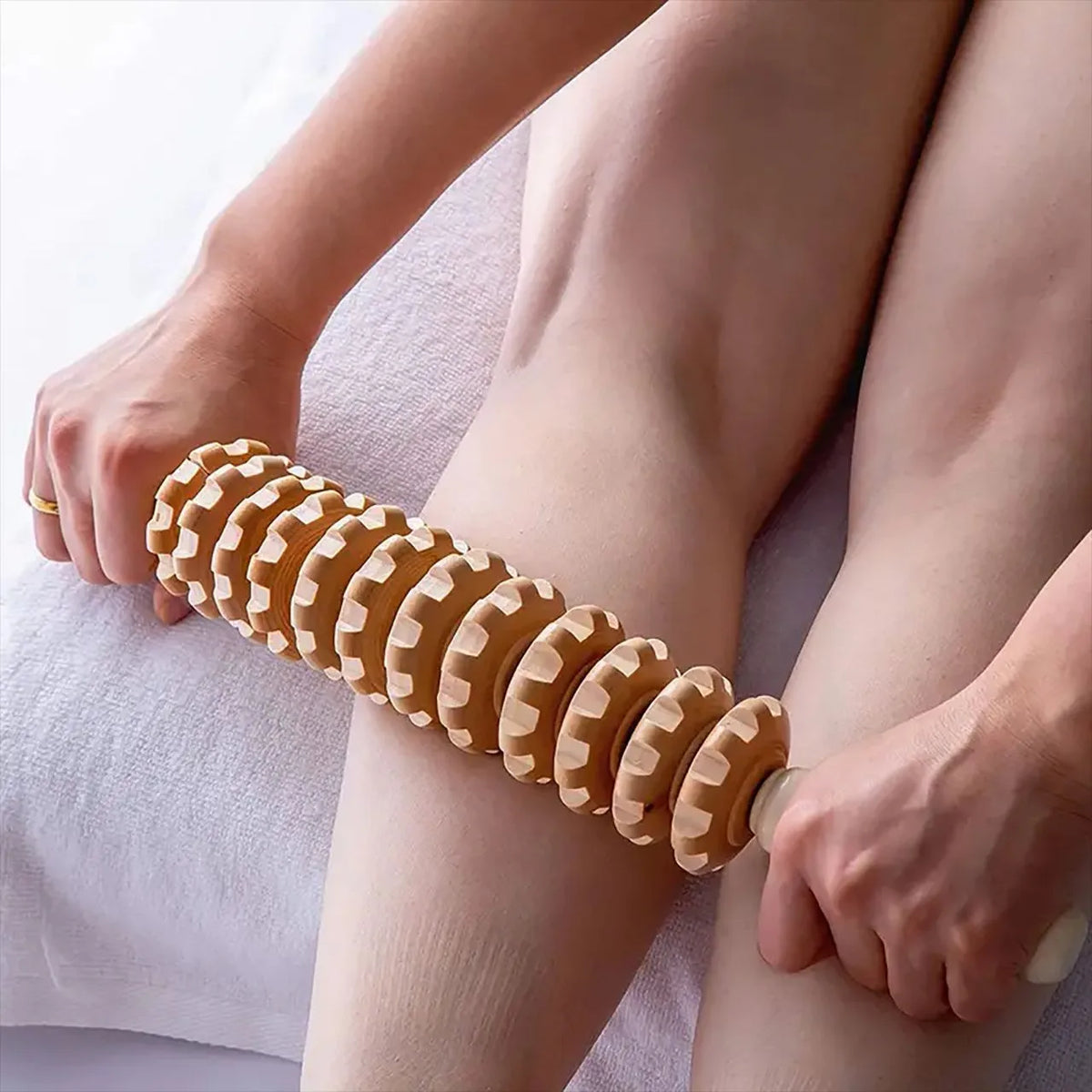 Wooden Lymphatic Massage Roller | 9-Wheel Muscle Relief Tool